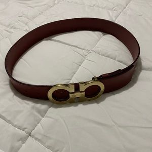 Salvatore ferragamo belt dark red